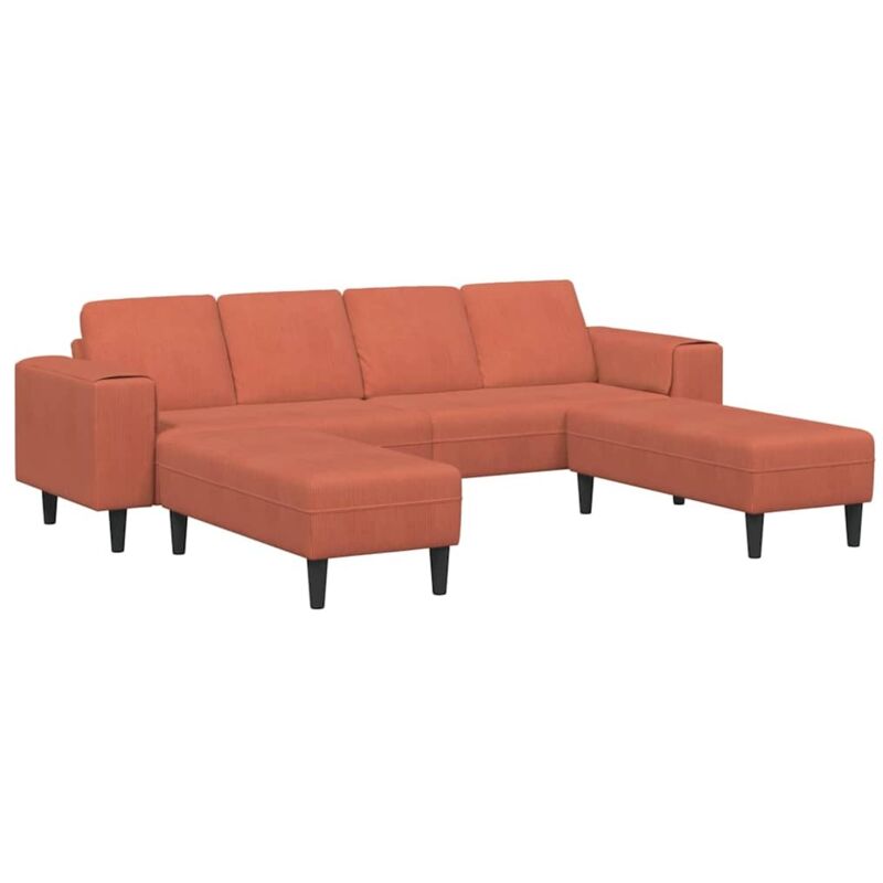 Fabric Sofa With Cushion Red Orange 208 Cm Corduroy Fabric Vidaxl