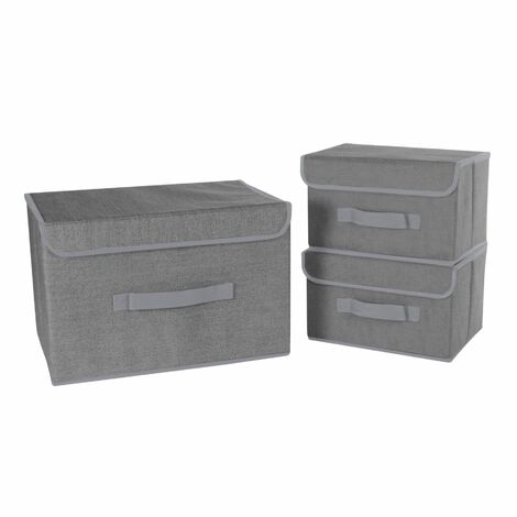 Fabric Storage Boxes - Set of 3 | M&W - Grey