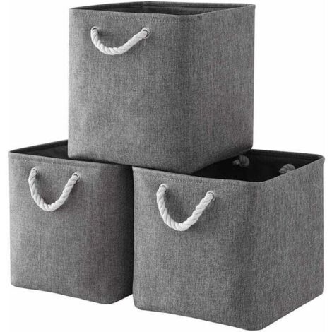 Fabric Storage Cube, Cube Storage Basket, Foldable Storage Box for Toys, Clothes 25 x 25 x 25 cm (Set of 3, Grey)