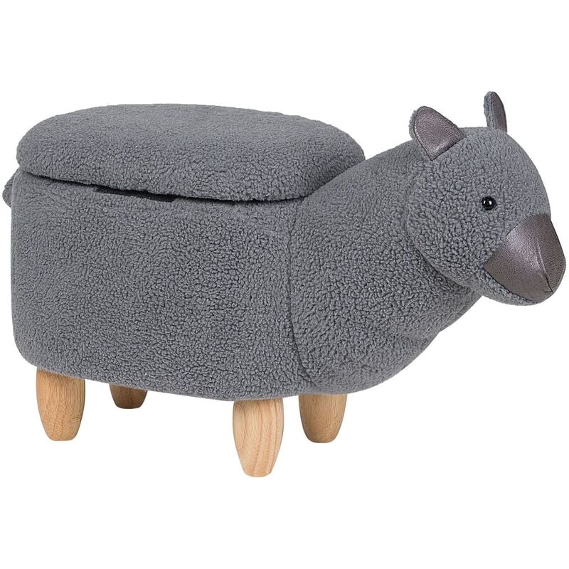 Fabric Stool Nursery Children Room Solid Wood Legs Animal Footrest Grey Alpaca - Grey