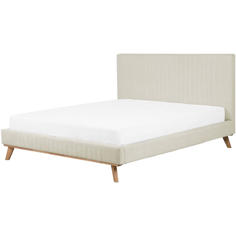 Modern Chenille Bed Frame eu Super King 6ft with Tufting Beige Talence