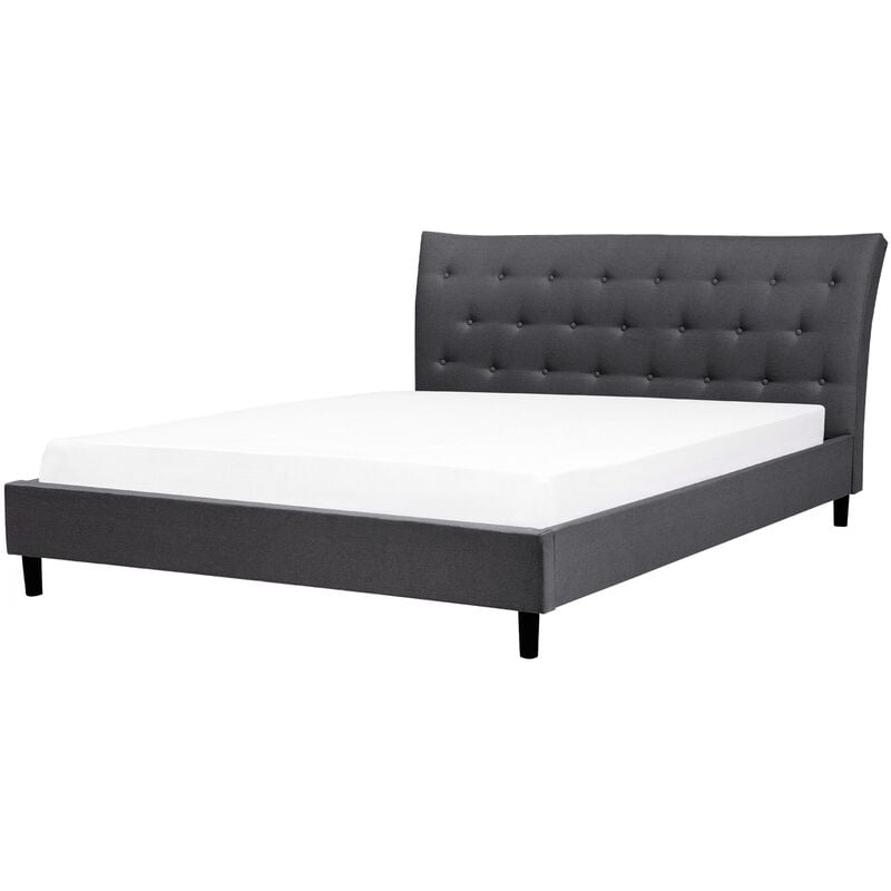 Fabric eu Super King Size Bed Frame 6ft Dark Grey Tufted Headboard Saverne