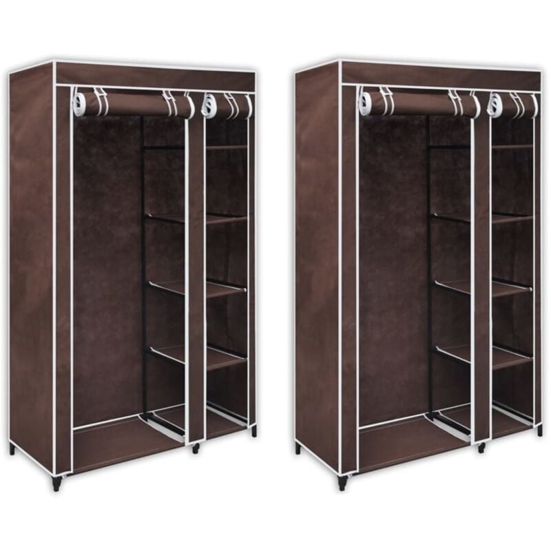 Fabric Wardrobes 2 Pcs Brown