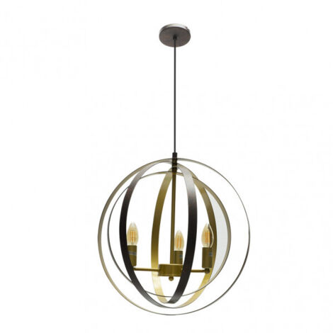 FABRILAMP 157193077 Colgante Encaje 3xe14 Marron/oro Regx46x46 Cm