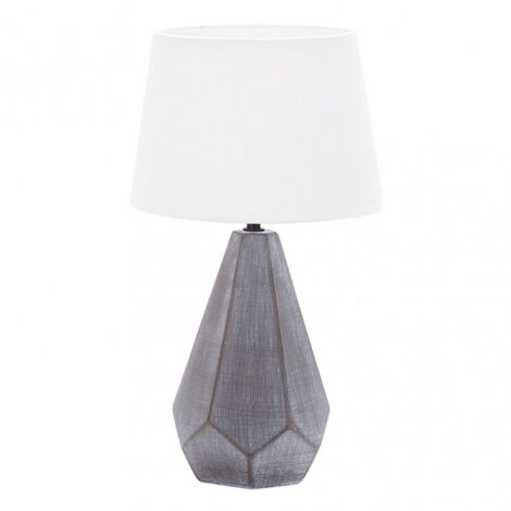 FABRILAMP 160271009 Ibi Lampe De Table En Céramique 1xe27 Abat-jour Blanc Noir 43x24.8x24.8 Cm