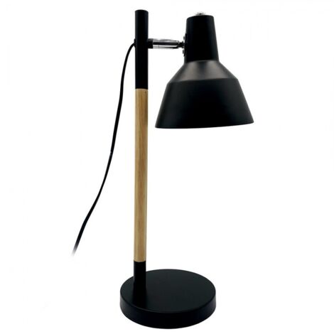 FABRILAMP 161171009  Basil 1xe14 Lampada da scrivania Nero/Faggio 50x17x23 Cm Snodato E Orientabile a 350º
