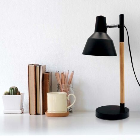 FABRILAMP 161171009  Flexo Basil 1xe14 Negro/haya 50x17x23 Cm Articulable Y Orientable 350º