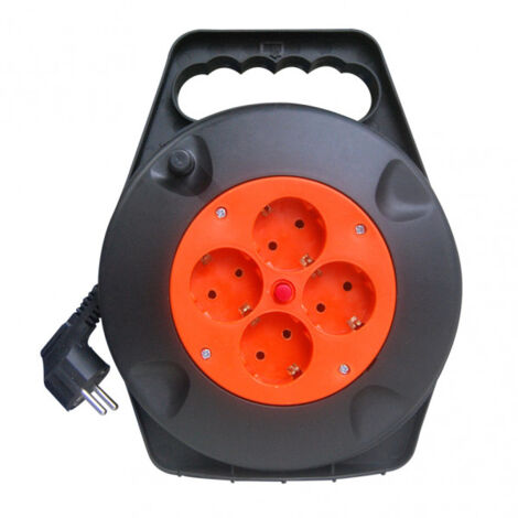 FABRILAMP 166431410  Enrouleur de câble 4 Fiches Câble 10m 3gx1.5mm Cuivre C/thermostat de sécurité