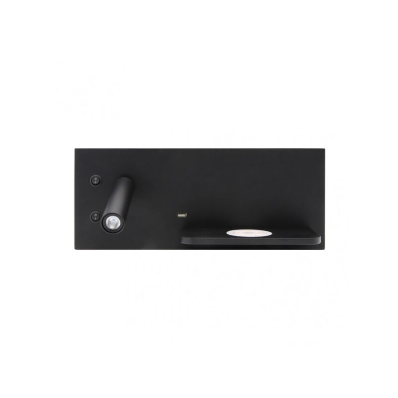 Fabrilamp - Applique 2+8w 4000k velazquez gauche noir usb+qi 130lm double allumage 14x35x14 cm Fabrilamp - Applique 2+8w 4000k velazquez gauche noir usb+qi 130lm double allumage 14x35x14 cm