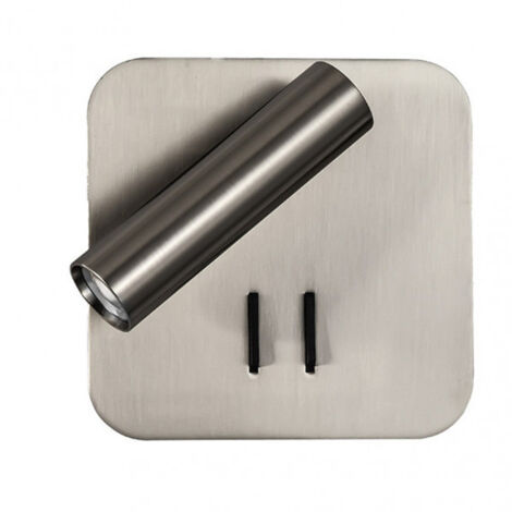 FABRILAMP 171462C03  Applique 2+6w 4000k Manet Carré Nickel 130lm Double Sur 14x14x12 Cm