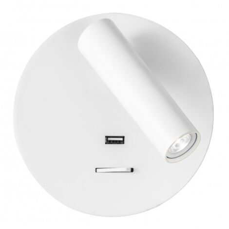 FABRILAMP 171561R01  Applique 3w 4000k Giotto Rond Blanc Port Usb 150lm C/switch 14x14x12cm Orientb