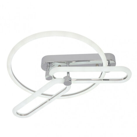 FABRILAMP 171985820  Plafoniera 78w 3000k, 4000k, 6500k Cromata Adhara 8x53x43cm 10530 Lm Dimmerabile, Memoria e Telecomando