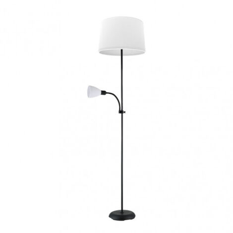 FABRILAMP 175242009  Support Sol Rilon 1xe27+1xe14 C/lecteur noir Ecran Blanc 175.5x40x40 Cm