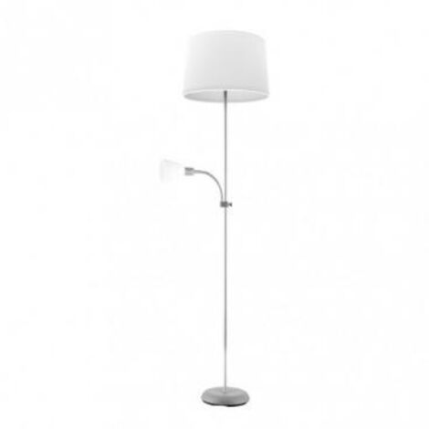 FABRILAMP 175242010  Pie De Salon Rilon 1xe27+1xe14 C/lector Plata  Pantalla Blanca 175,5x40x40 Cm