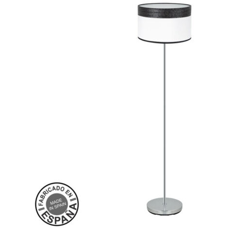 FABRILAMP Boden Wohnzimmer Cloe 1xe27 Chrom/Weiß-Holz Schwarz162x40x40 cm