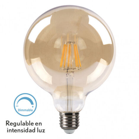 FABRILAMP Bombilla Filamento Globo 16x12,5d 8w Regulable 700lm E27 Ambar 2700k