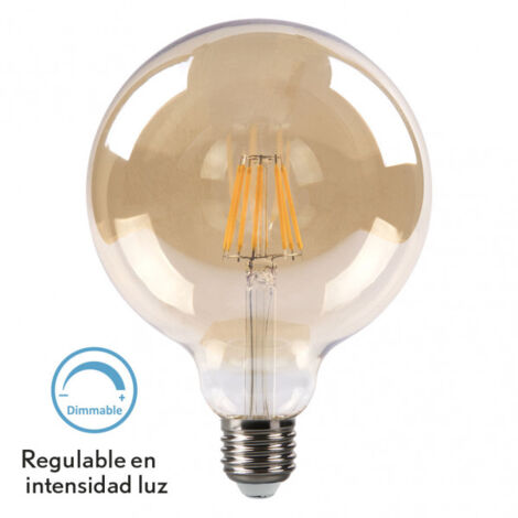 FABRILAMP Bombilla Filamento Globo 16x12,5d 8w Regulable 700lm E27 Ambar 2700k