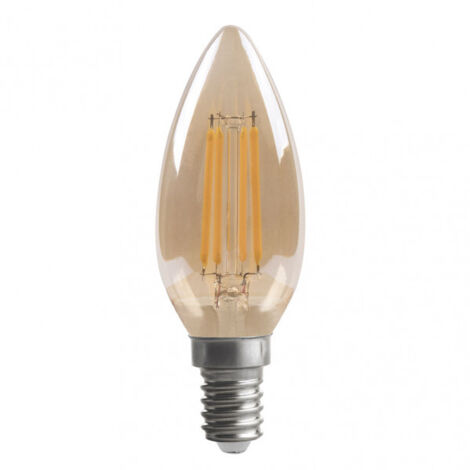 FABRILAMP Bombilla Filamento Vela 10x3,5d 4w 380lm E14 Ambar 2700k