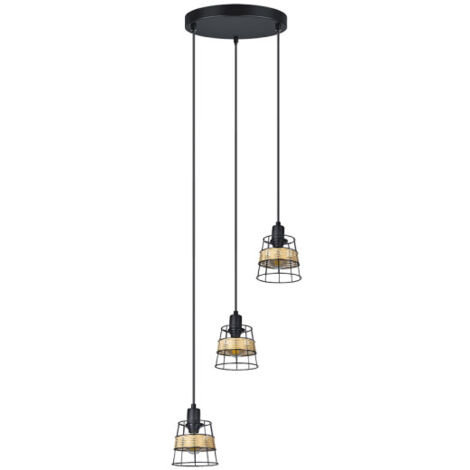 FABRILAMP Burano Deckenleuchte 3xe14 Schmiede/Rattan Regx25x33 Cm