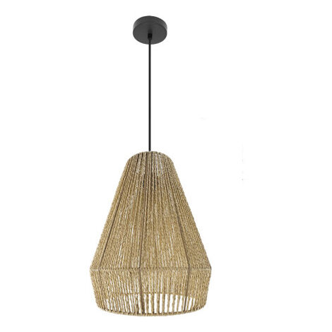 FABRILAMP Calabria lampada a sospensione da soffitto 1xe27 Nero/naturale Regx34x34cm
