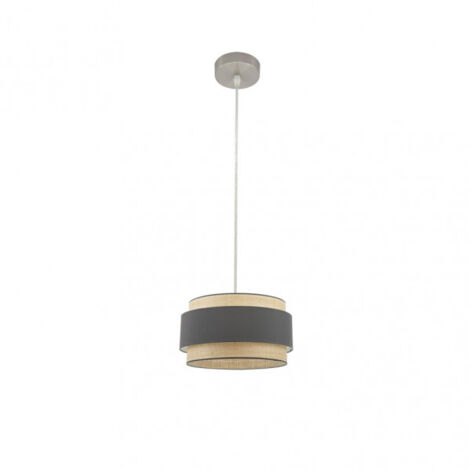 FABRILAMP Ciondolo de una luce con paralume Kandy Natural/grey