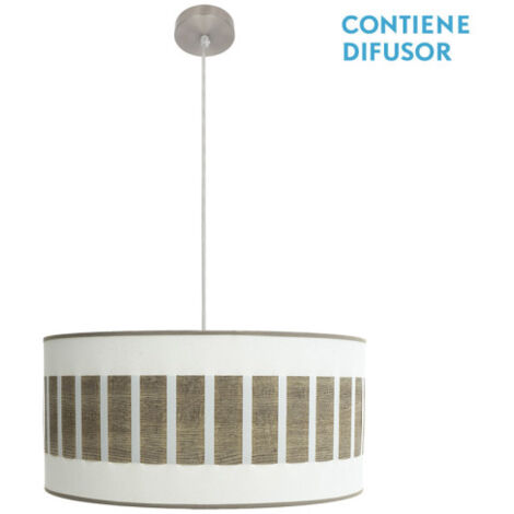 FABRILAMP Ciondolo Ivanna 2xe27 Nichel/legno bianco Grigio Regx50x50 Cm