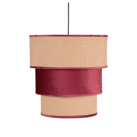 FABRILAMP Ciondolo LUCIO de 3 paralumi e 1 luce e27 Wine Red