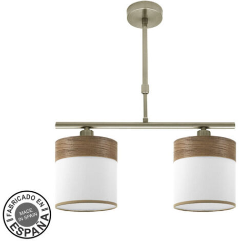 FABRILAMP Cloe Lampe 2xe14 Cuir/bois blanc Dark Regx43x14 cm