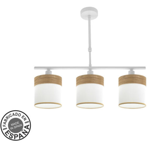 FABRILAMP Cloe Lampe 3xe14 Weiß/Weiß/Holz hell Regx55x14 cm