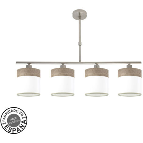 FABRILAMP Cloe Lampe 4xe14 Nickel/Weiß-Holz Grau Regx75x14 cm