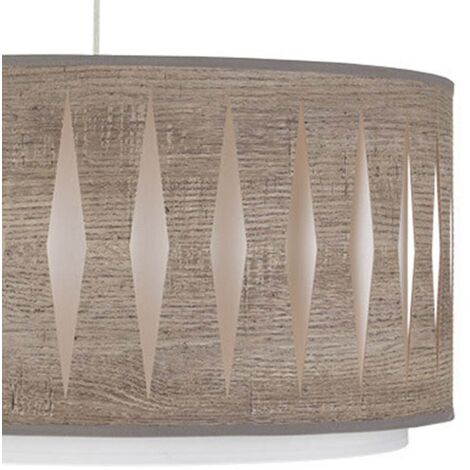 FABRILAMP Colgante con pantalla Gris madera Niquel modelo Alexandra