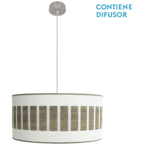 FABRILAMP Colgante Ivanna 2xe27 Niquel/blanco-madera Gris Regx50x50 Cm
