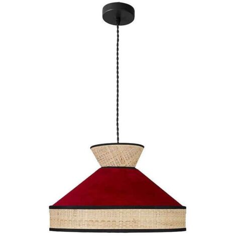 FABRILAMP Colgante rojo con detalle en rafia 40 Fabrizio