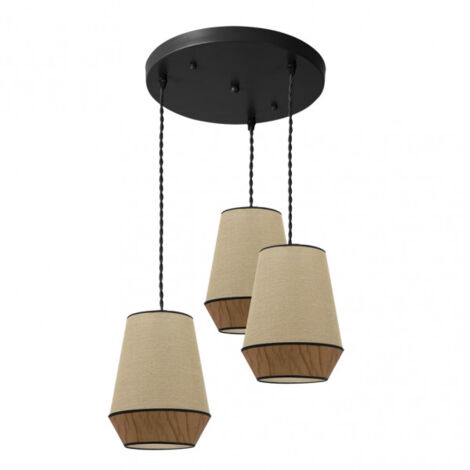 FABRILAMP Deckenleuchte de Modell CAMPANA 3 Leuchten Saco/marron Dimmbar