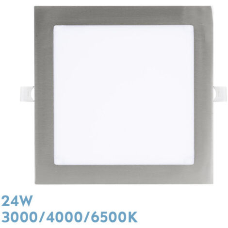 FABRILAMP Einbaudownlight Abaco 24w 3000-4000-6500k Nickel 2160lm Quadratisch 1,3x22,5x22,5cm Schnitt 20d