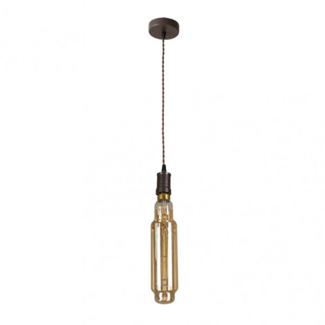 FABRILAMP Elio Pendelleuchte 1xe27 Braun/ambar Leuchtmittel enthalten 8w 3000k 640lm Regx8x8 Cm