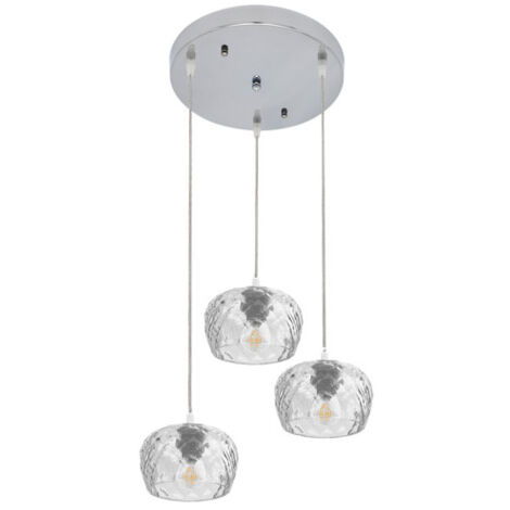 FABRILAMP Estela Lampada da soffitto 3xe27 Cromo Regx36x36 Cm con paralumi in vetro trasparente tagliato
