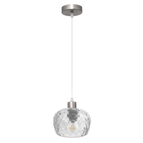 FABRILAMP Estela Pendant 1xe27 Chrome Regx13x13x13 Cm w/ Transparent Cut Crystal Glass Shade