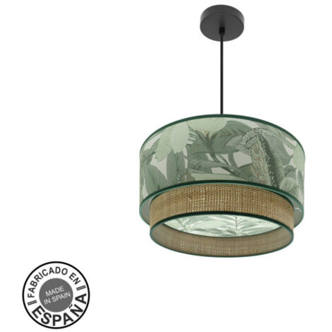 FABRILAMP FABRILAMP Lampada a sospensione de soffitto a sospensione Congo 40d 1xe27 Nero/verde naturale