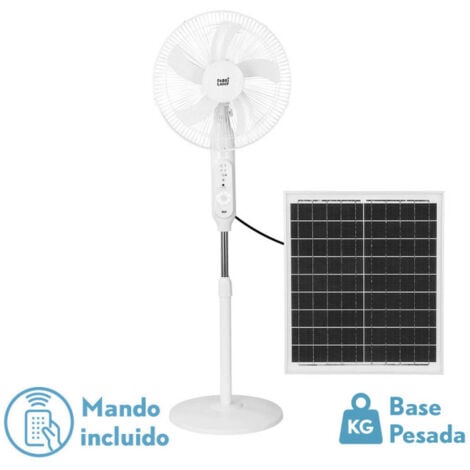 FABRILAMP Fan DC De Pie Solar Clima Blanco 30w 3vel 5asp Puerto Usb Y Luz C/Quake 43d Cable 4,20m