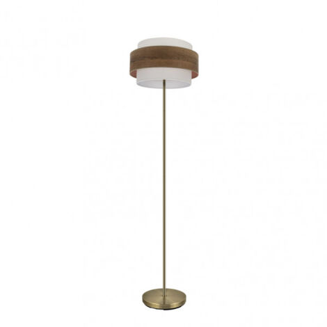 FABRILAMP Foot de soggiorno MYRIAN colore pelle/legno scuro