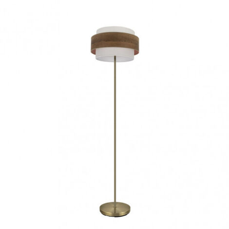 FABRILAMP Fuß de Wohnzimmer MYRIAN Farbe Leder/dunkles Holz