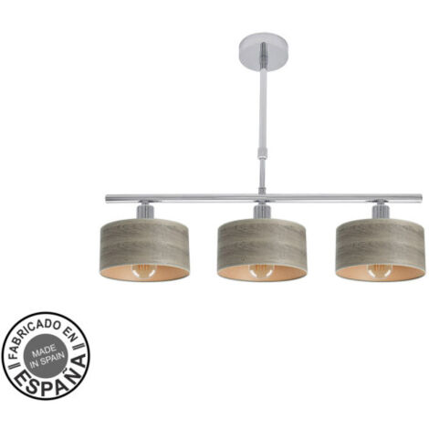 FABRILAMP Gilda Lampe 3xe14 Chrom/Holz Grau Regx55x14 Cm
