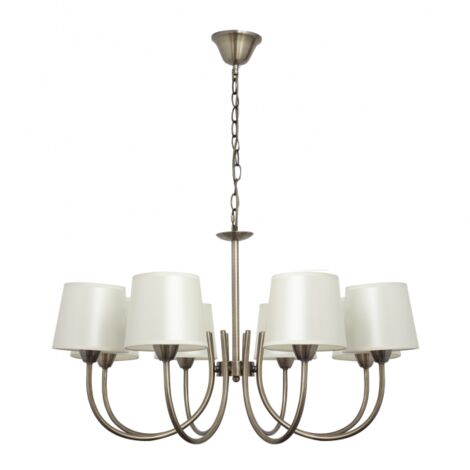 FABRILAMP Guadalajara Lampe 8xe14 Abat-jour en cuir beige