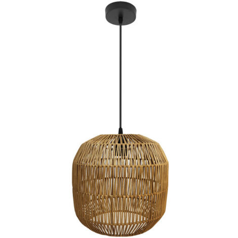 FABRILAMP Hängeleuchte de Decke Fabio 1xe27 Schwarz/Natur 33d