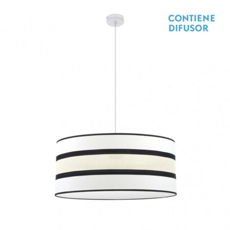 FABRILAMP Hängeleuchte mit Lampenschirm Karla 3 Leuchten Weiß/Beige