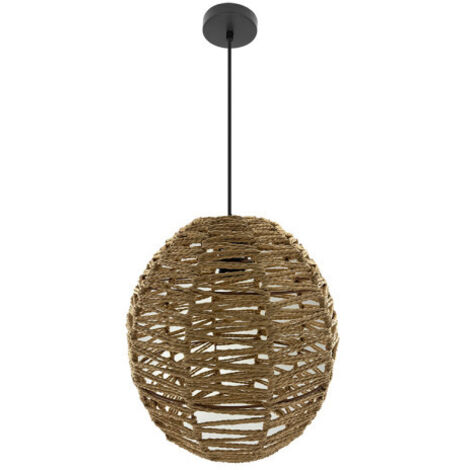 FABRILAMP Isola Decken-Pendelleuchte 1xe27 Schwarz/Natur Regx30x30cm
