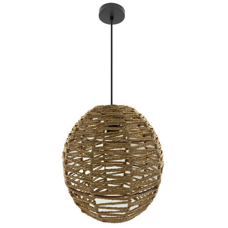 FABRILAMP Isola Decken-Pendelleuchte 1xe27 Schwarz/Natur Regx30x30cm
