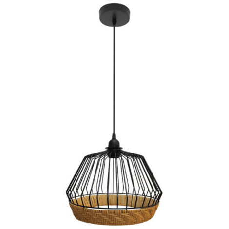 FABRILAMP Lampada a sospensione de soffitto Hugo 1xe27 Nero/naturale 25d
