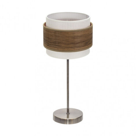 FABRILAMP Lampada da tavolo a 1 luce in pelle/legno scuro modello Myriam